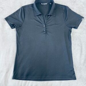Travis Mathew Shirt Womens L‎ Black Oceanside Short Sleeve Performance Polo Golf